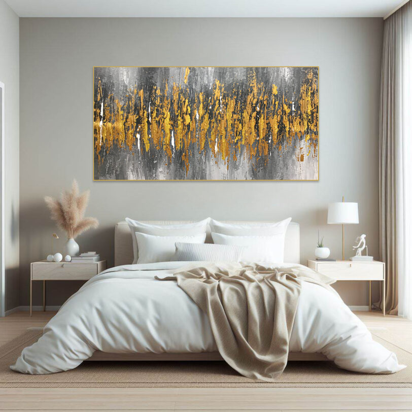 Textured gold and grey artwork for contemporary home decor