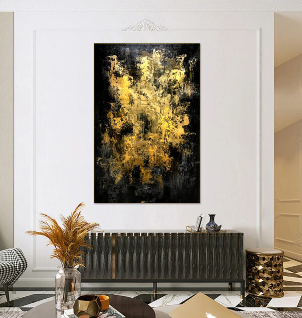 Luxurious black and gold abstract artwork for home decor