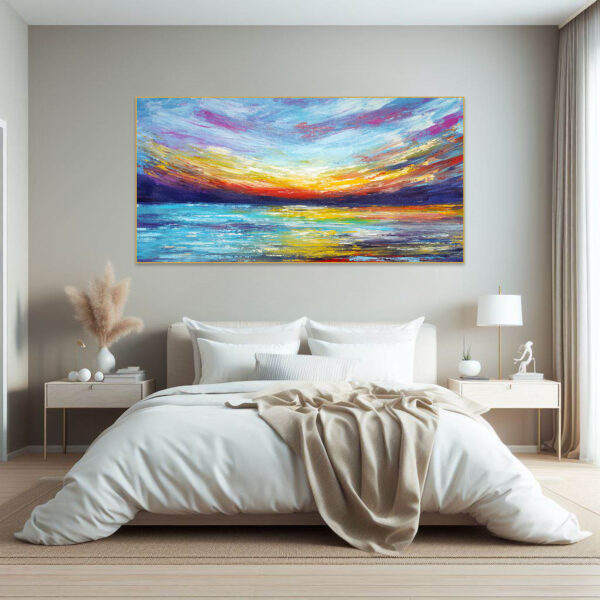 Handmade textured seascape painting for coastal-inspired homes