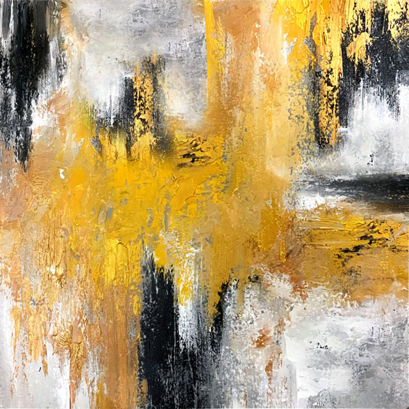 Urban Gold – Modern Abstract Texture in Yellow, Black & Grey