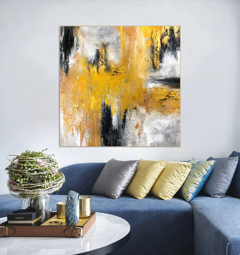 Bold Gold Abstract Painting, Modern Textured Canvas Art - Image 6