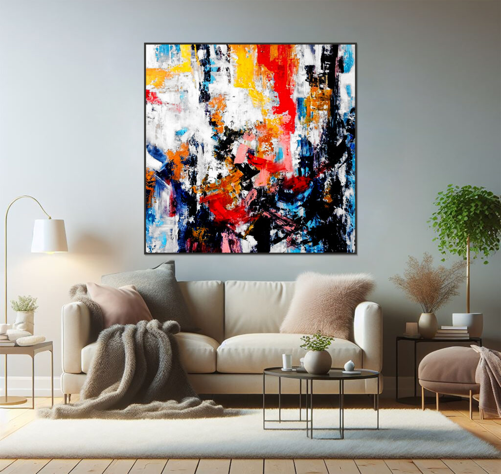 Extra large canvas art with expressive brushstrokes