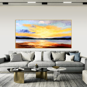 Vibrant sunset seascape large canvas wall art