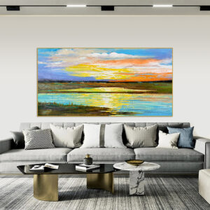 Modern sunset and water painting