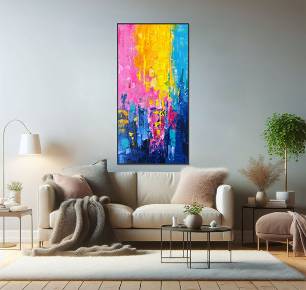 Modern abstract wall decor with vibrant colors for living room or office