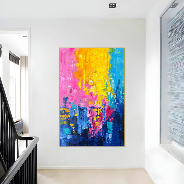 Large-scale colorful abstract artwork for modern interior design