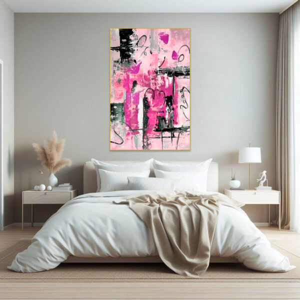 Large-scale modern pink and black wall art