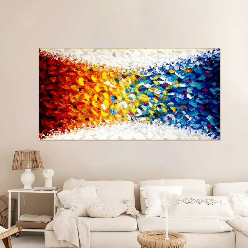 Rainbow Color Texture Abstract Painting – Impasto Artwork - Image 2