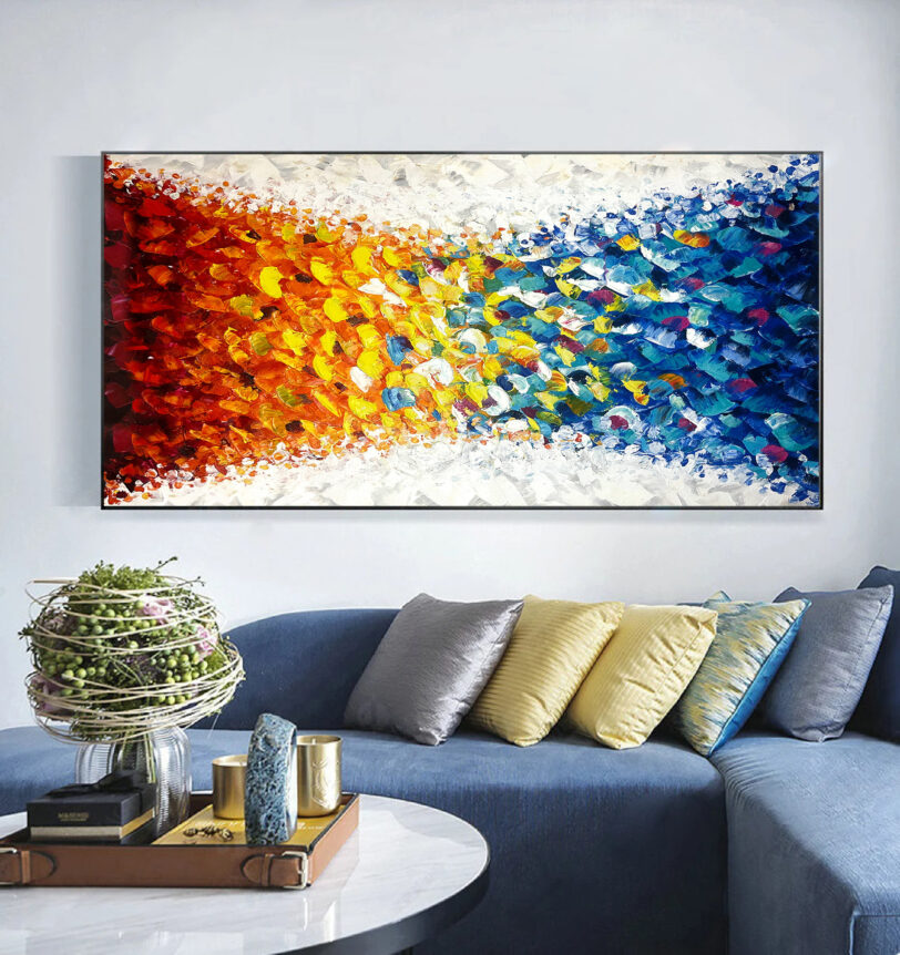 Rainbow Color Texture Abstract Painting – Impasto Artwork - Image 6