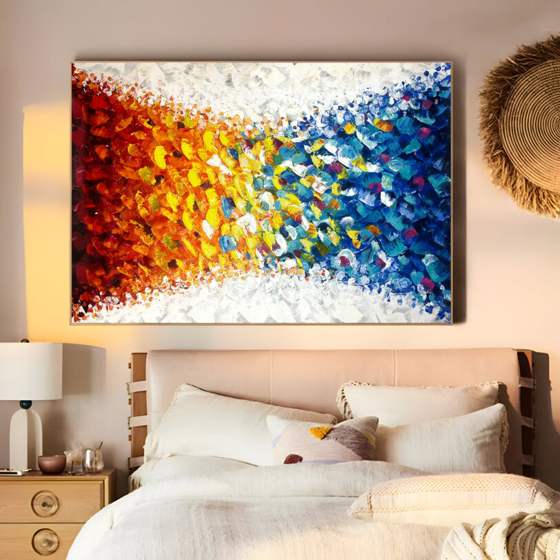 Rainbow Color Texture Abstract Painting – Impasto Artwork - Image 3