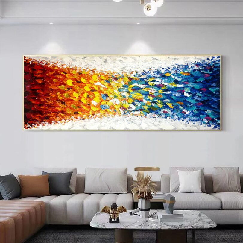 Rainbow Color Texture Abstract Painting – Impasto Artwork - Image 4