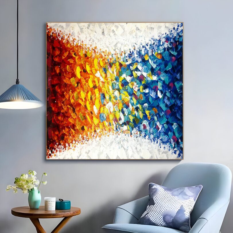 Rainbow Color Texture Abstract Painting – Impasto Artwork - Image 5