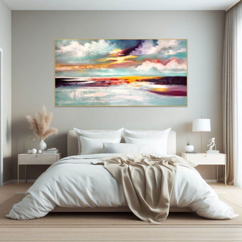 Sunset Painting – Seascape with Clouds, Sun, and Water Waves - Image 6