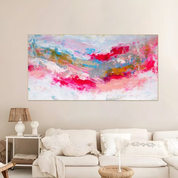 Modern pink abstract art for home or office