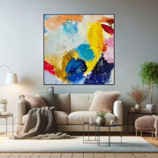 Handmade abstract painting with bold color composition