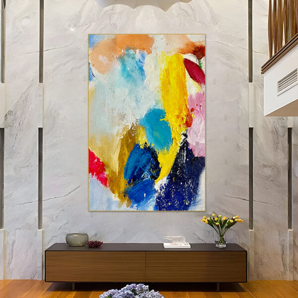 Original abstract artwork with dynamic yellow focal point