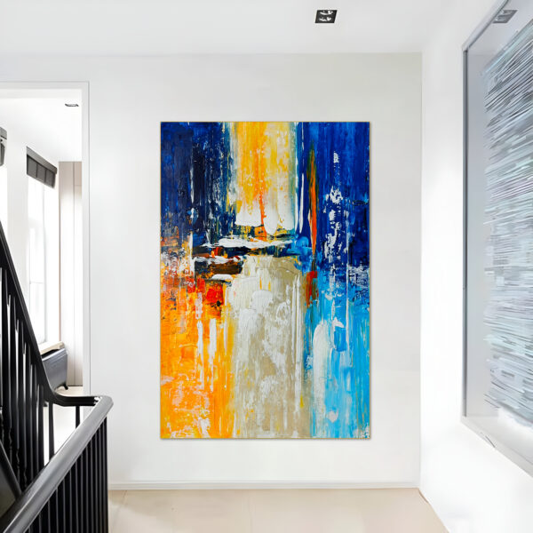 Oversized colorful painting with dynamic brushstrokes