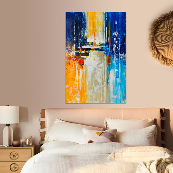 Large canvas art featuring bold color blocks and textures