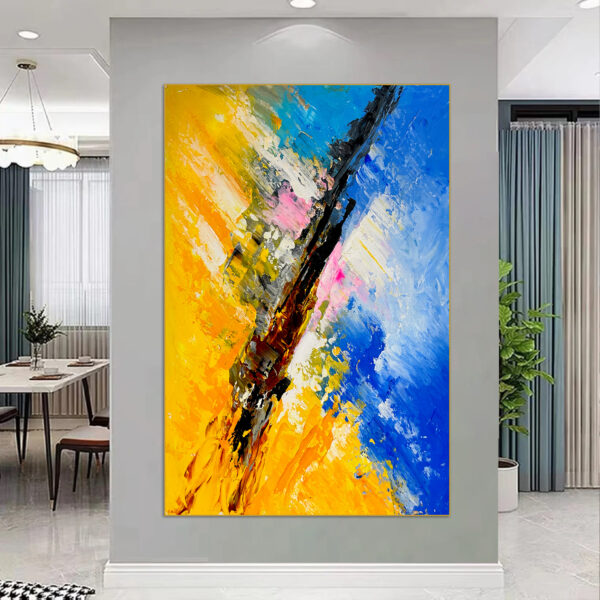 Vibrant modern painting for spacious living room walls