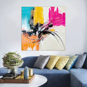 Expressive abstract painting with flowing forms