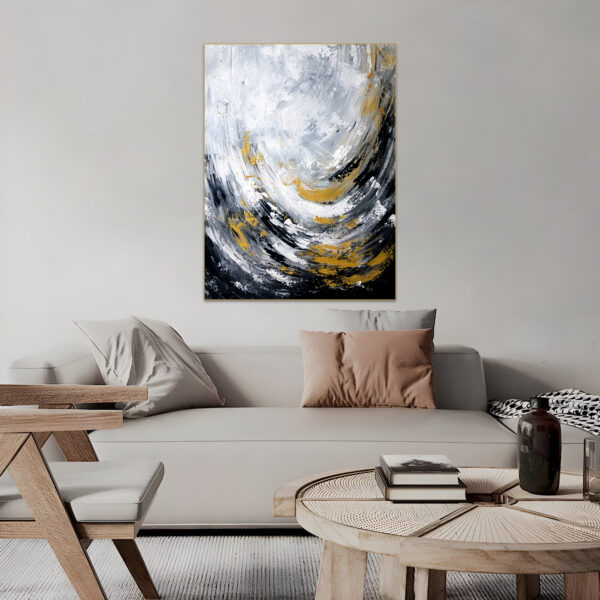 Oversized modern wall art with abstract wave design