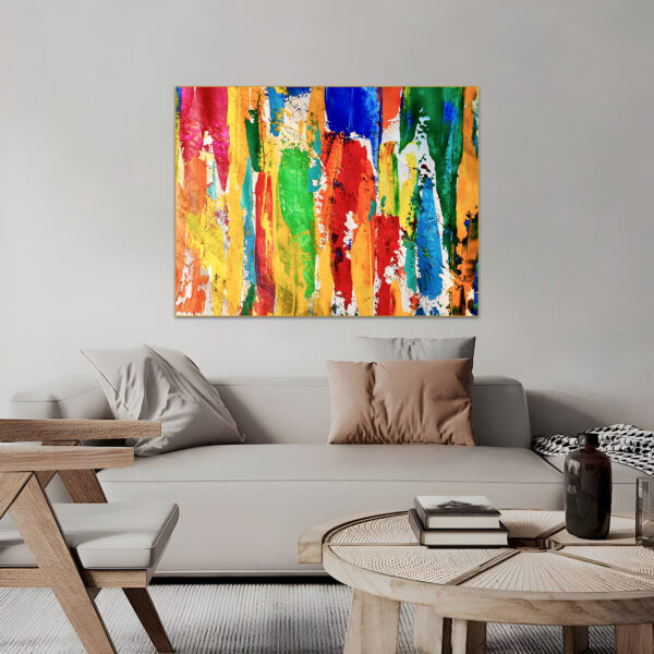 Modern abstract painting with bold and colorful textures.