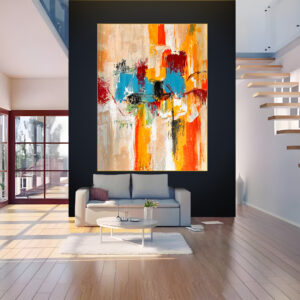 Extra-large handmade seascape artwork with thick, expressive impasto brushstrokes.