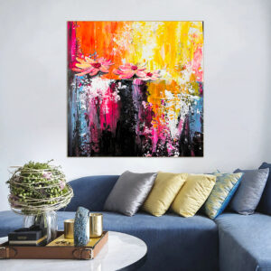 Original large-scale floral abstract with vibrant color composition