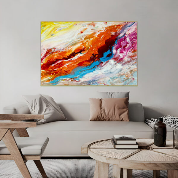 Textured canvas art showcasing fluid abstract style