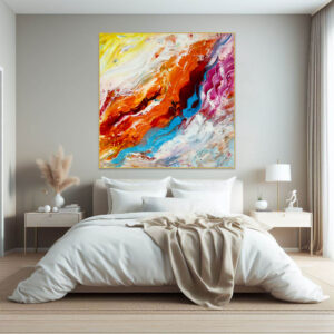 Oversized abstract artwork with dynamic color movement