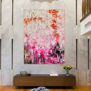 Large-scale pink and orange canvas for statement walls