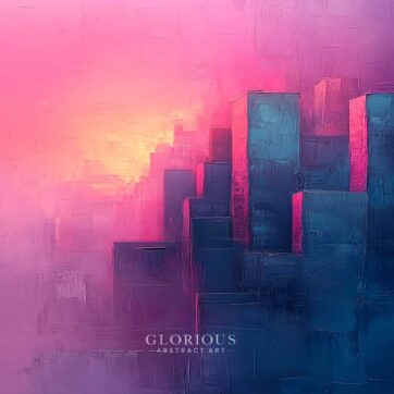Dreamscape Skyline – Abstract Urban Sunset Painting