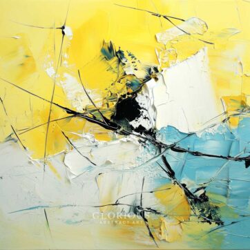 Sunlit Abstraction – Yellow and Aqua Expressionist Painting
