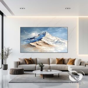 Textured impasto mountain painting for modern wall decor