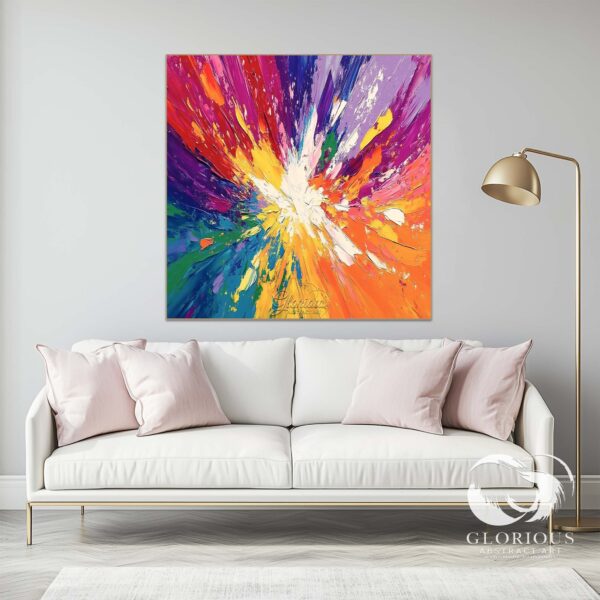 Vibrant abstract painting with bold multicolor explosion for modern home deco