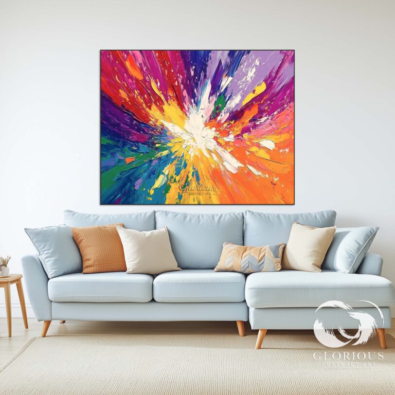 Multicolor abstract painting for living room or contemporary interior decor