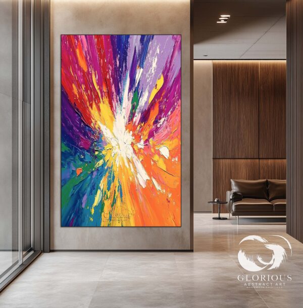 Bright and energetic abstract wall art with vibrant color palette