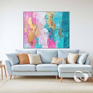 Original large abstract painting with gold accents