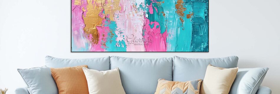 Original large abstract painting with gold accents