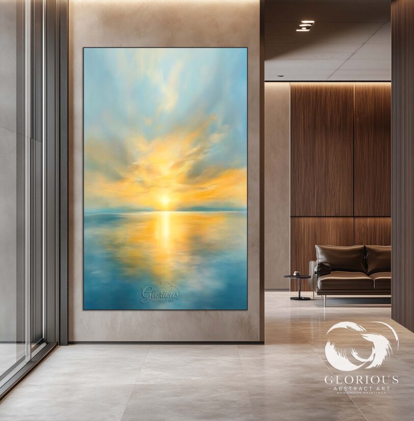 Calm and peaceful sunset painting for contemporary living room