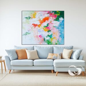 Hand-painted abstract artwork featuring bold and vibrant colors