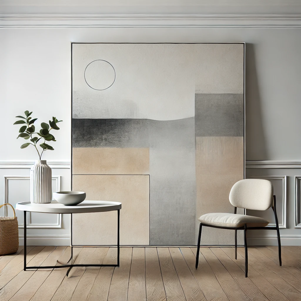 Minimalist abstract painting with neutral tones