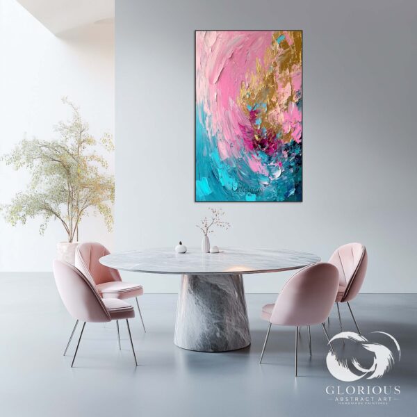 Bold and colorful abstract painting with a modern and elegant aesthetic.