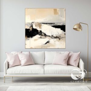 Text: Beige and black Abstract Painting for Modern Homes