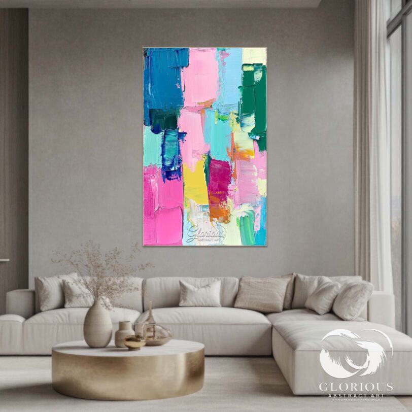 Unique textured abstract artwork with thick acrylic layers.
